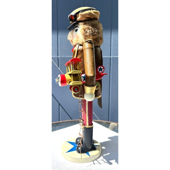Vintage Bombay Company Aviator Nutcracker Pilot with Model Plane 18" 1990s w Box - Picture 5 of 16